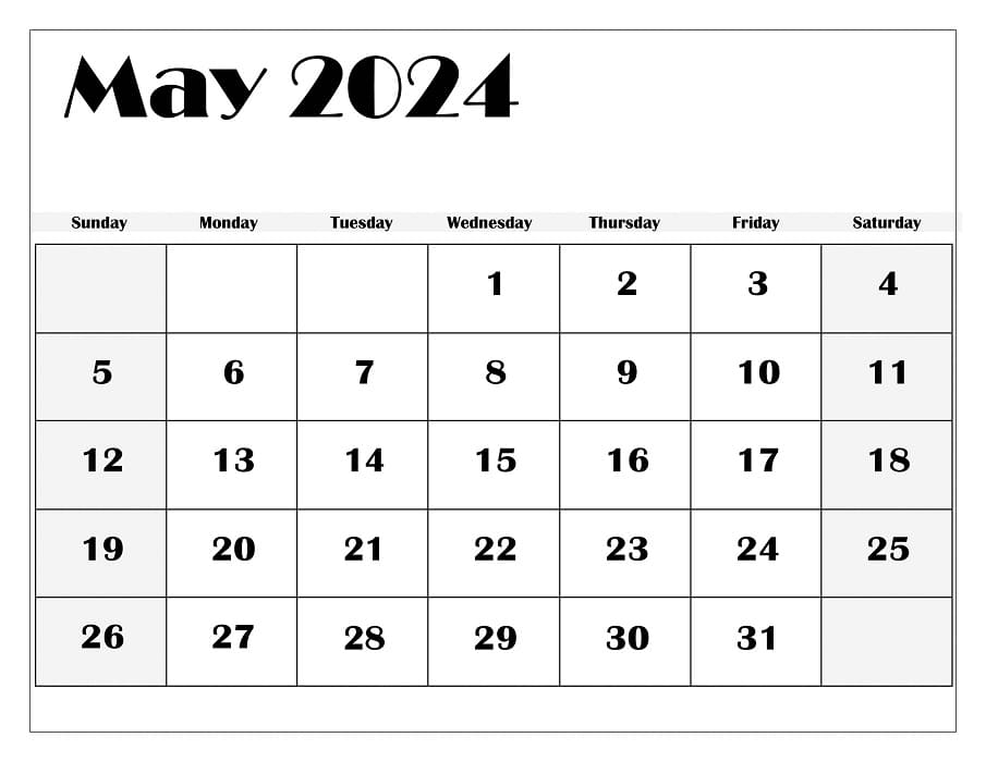 Printable May 2024 Calendar Template