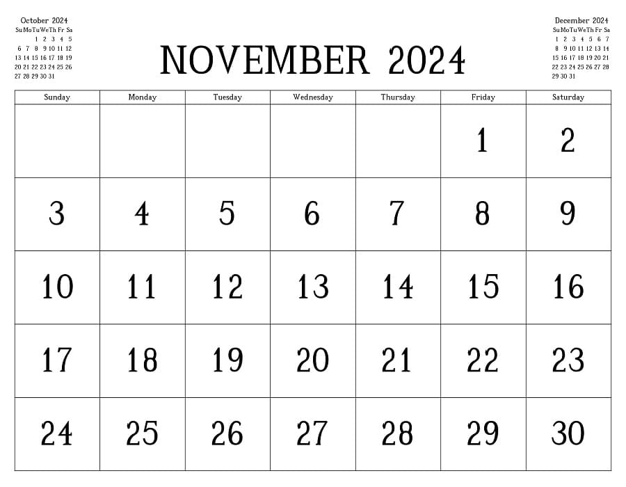 Printable November 2024 Calendar And Planner
