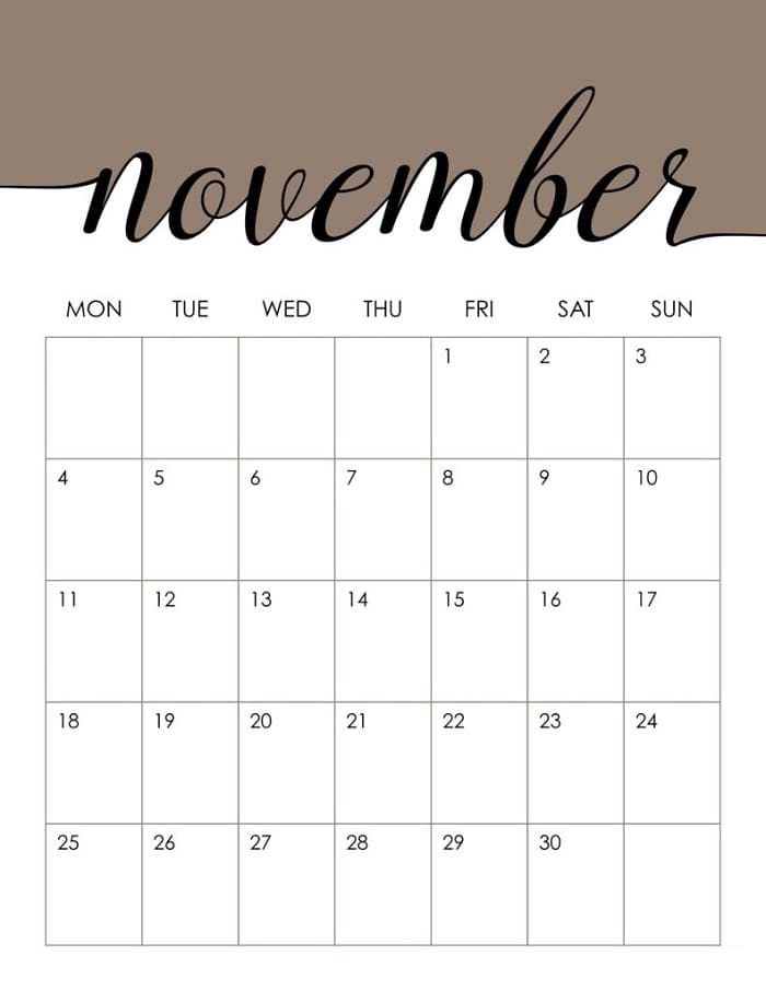 Printable November 2024 Calendar PDF