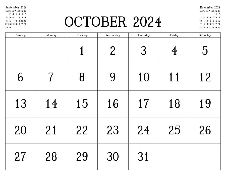 Printable October 2024 Calendar And Planner