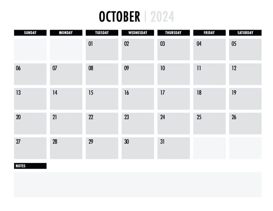 Printable October 2024 Calendar Simple