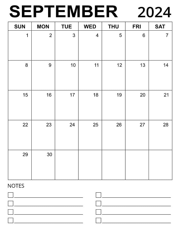Printable September 2024 Calendar Dowload