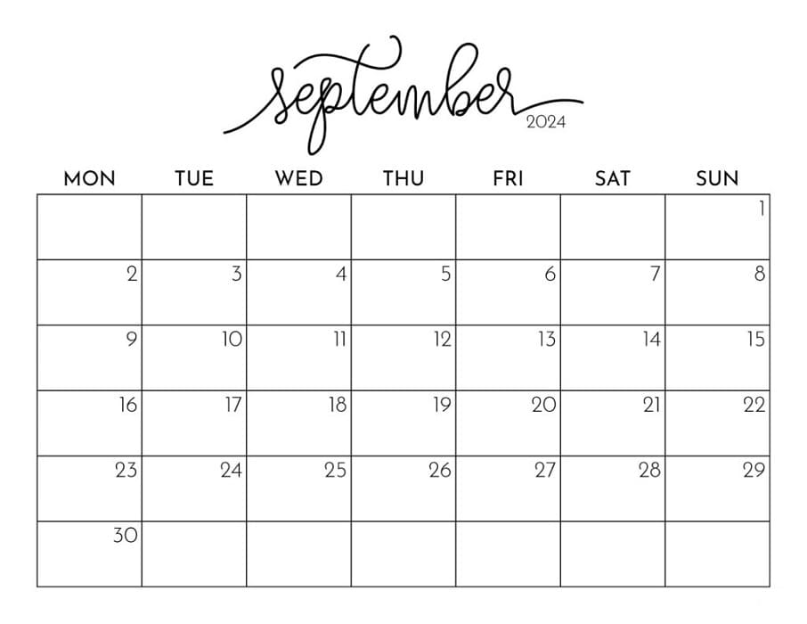 Printable September 2024 Calendar Style