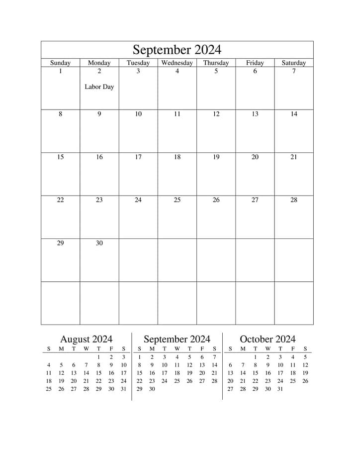 Printable September 2024 Editable Calendar