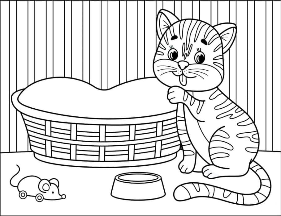Printable A Cute Cat Coloring Page