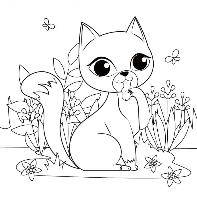 Printable A Lovely Cat Coloring Page