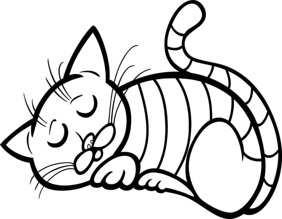 Printable A Sleeping Cat Coloring Page