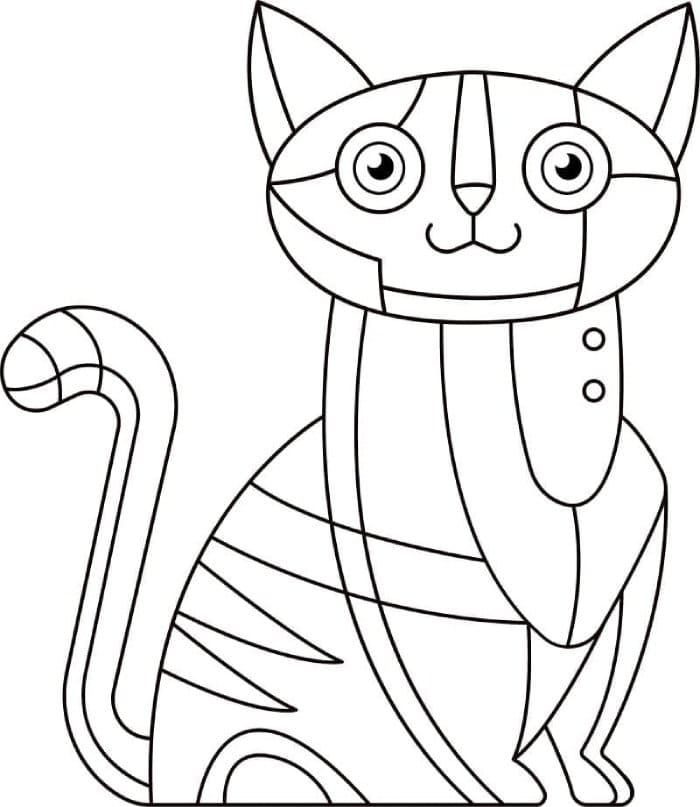 Printable Abstract Cat Coloring Page