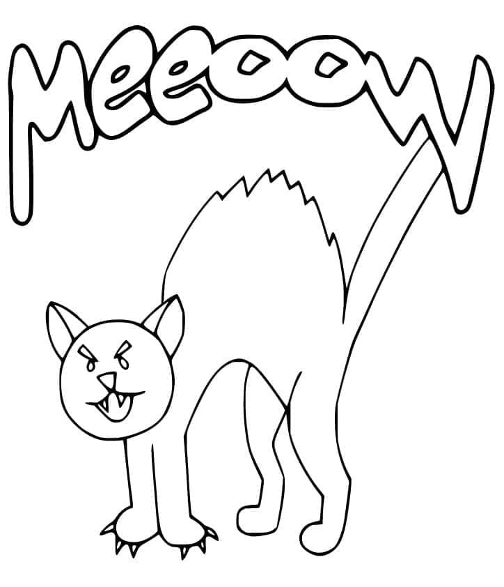 Printable Angry Cat Coloring Page
