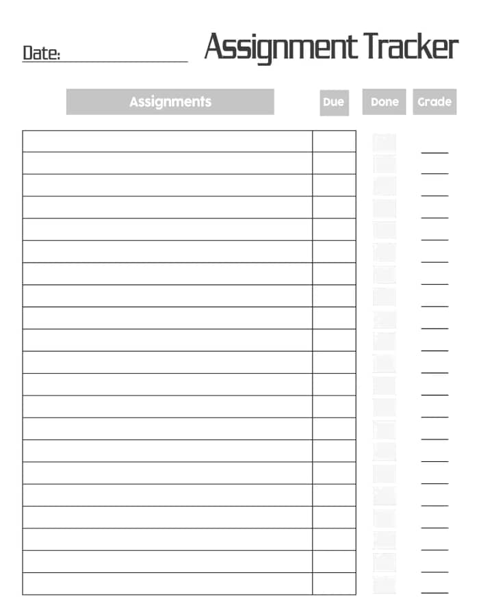 Printable Assignment Tracker Scaled