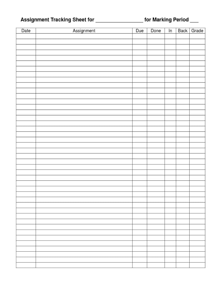 Printable Assignment Tracker Simple