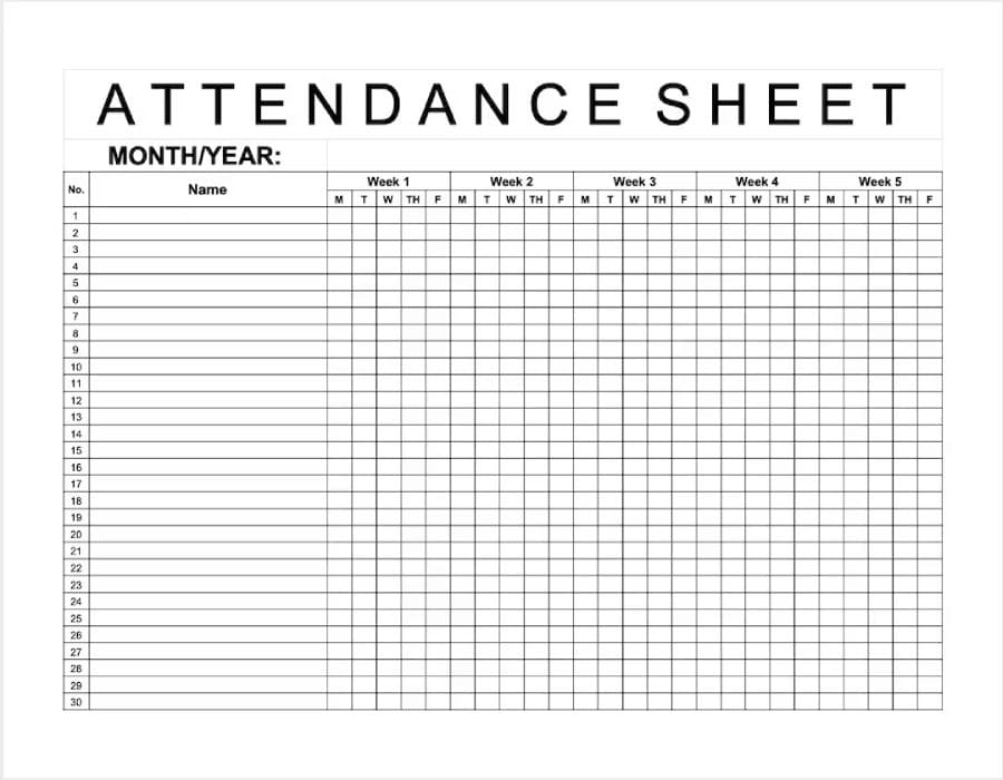 Attendance Sheets