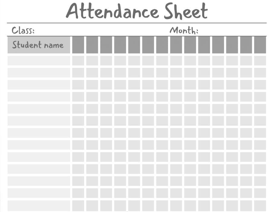 Printable Attendance Sheet Free