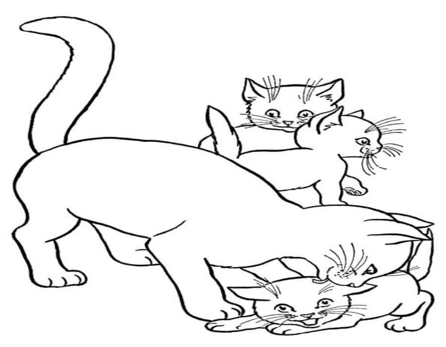 Printable Cat Family Coloring Page