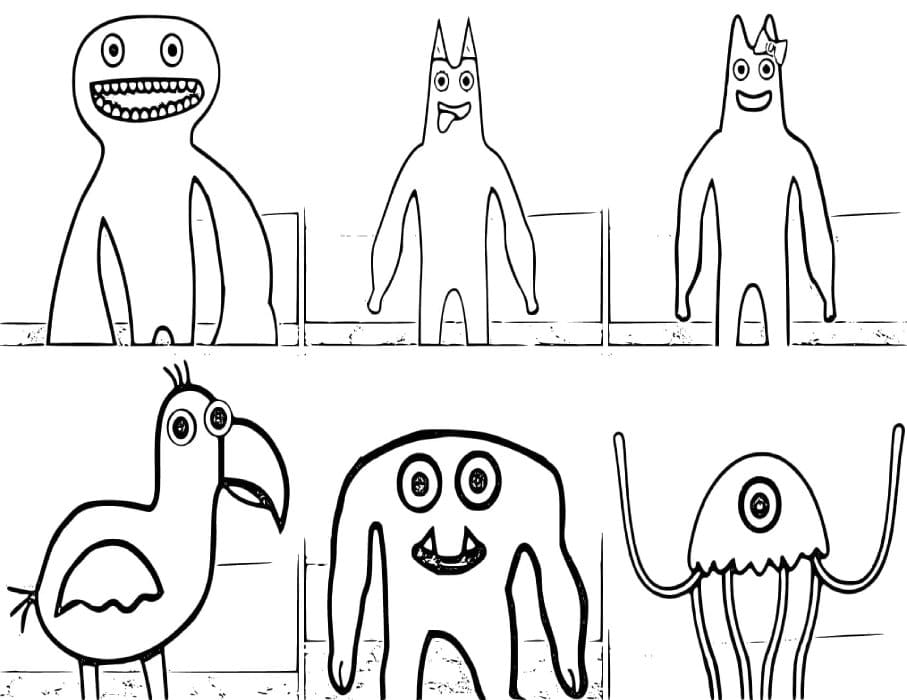 Printable Characters In Garten Of Banban Coloring Page