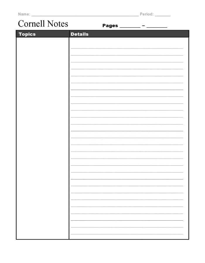 Printable Cornell Note Page