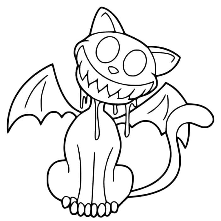 Printable Creepy Cat Coloring Page