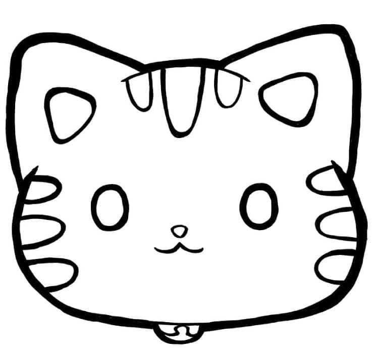 Printable Cute Cat Face Coloring Page