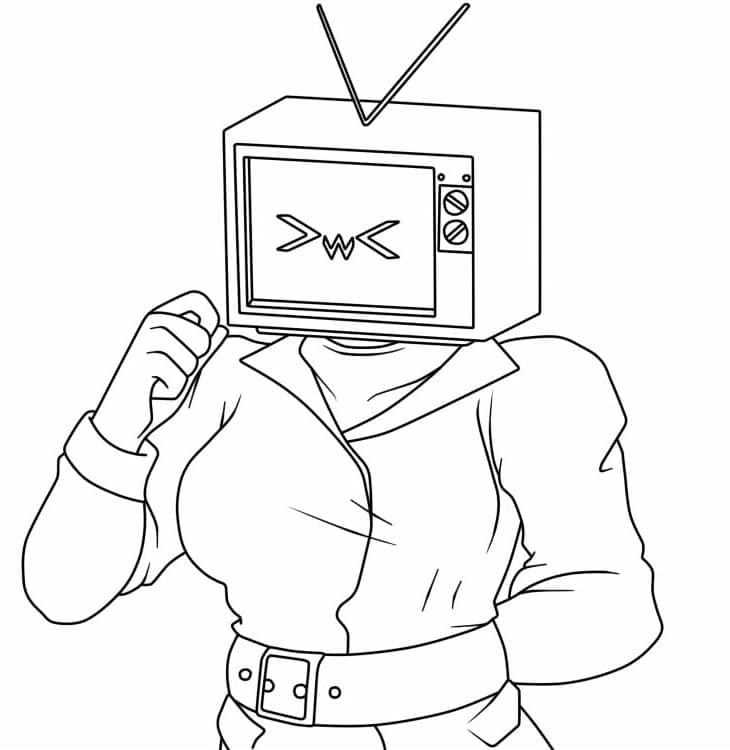 Printable Cute TV Woman Coloring Page