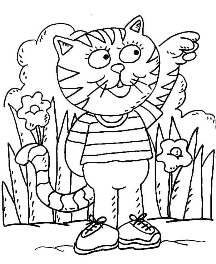 Printable Friendly Cat Coloring Page