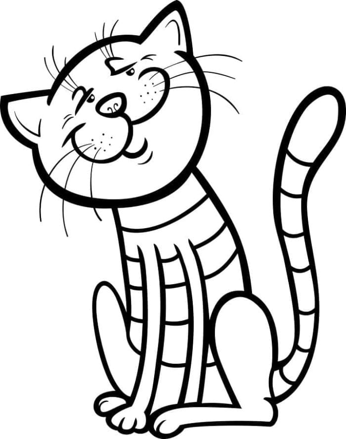 Printable Funny Cat Coloring Page