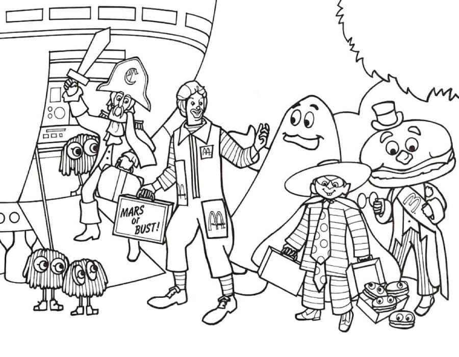 Printable Grimace And Ronald Mcdonald Coloring Page