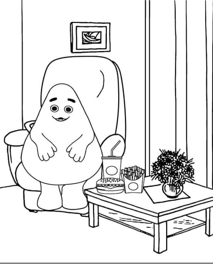 Printable Grimace At Home Coloring Page