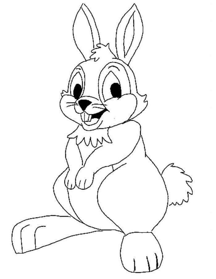 Printable Happy Cartoon Rabbit Coloring Page