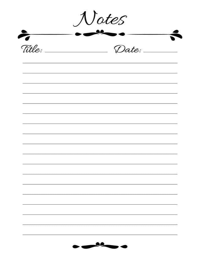 Printable Note Page Color