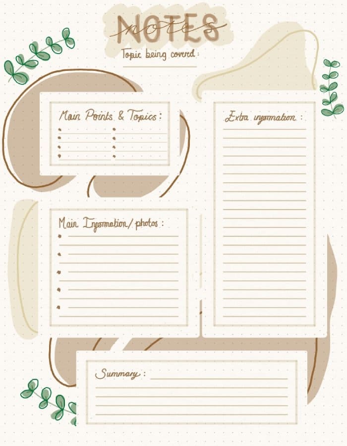 Printable Note Page Cute