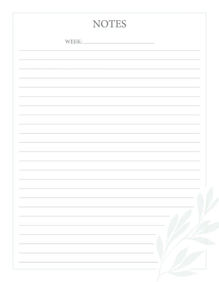Printable Note Page Drawing