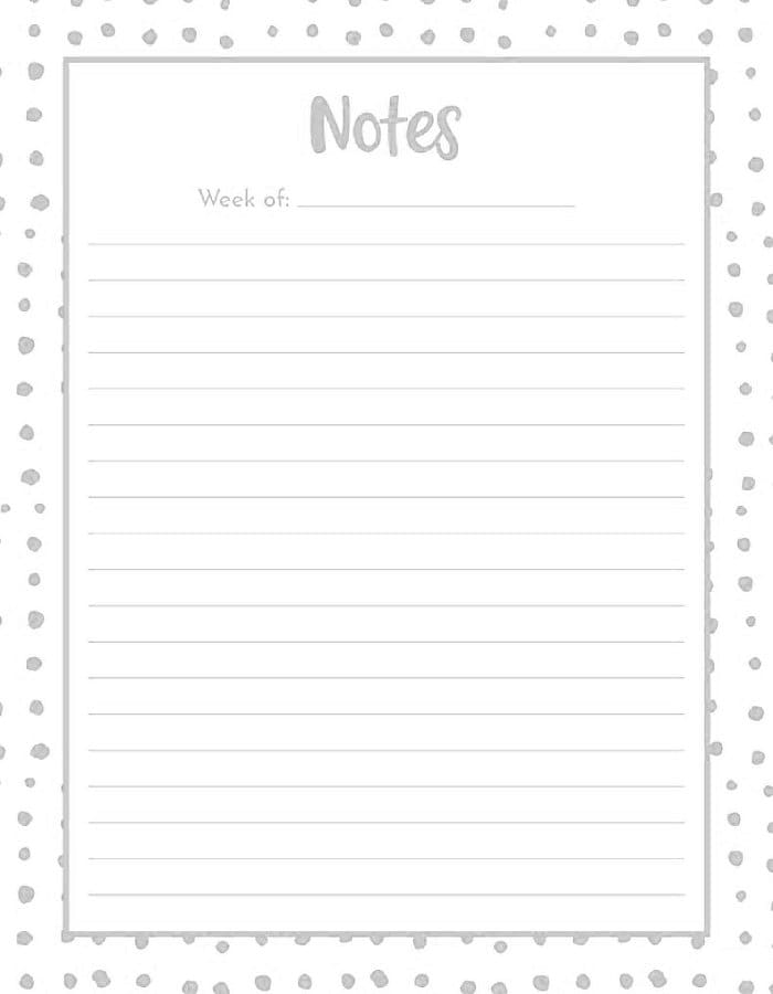 Printable Note Page Ideas