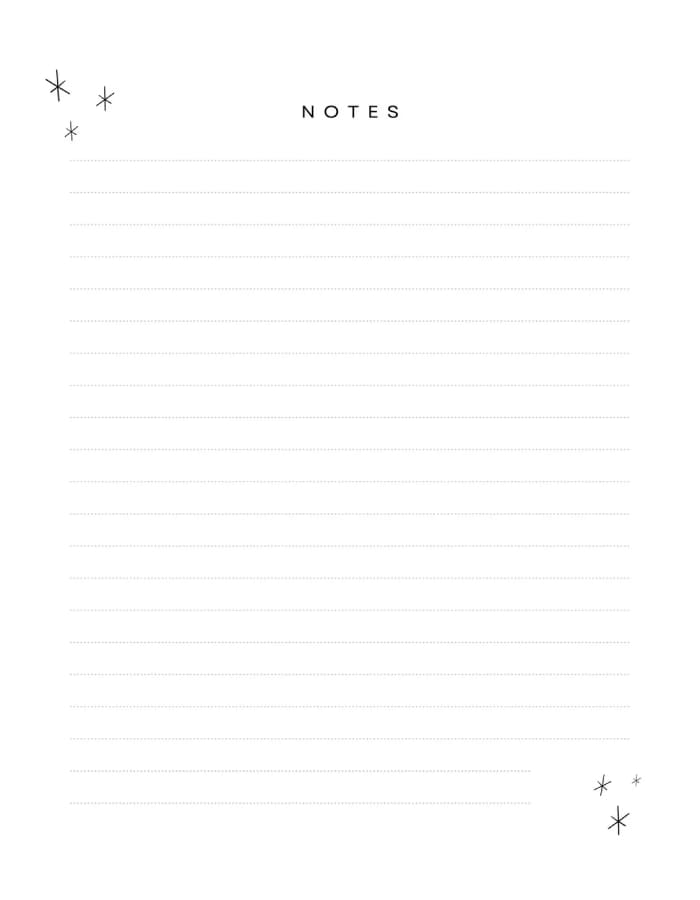 Printable Note Page Lined