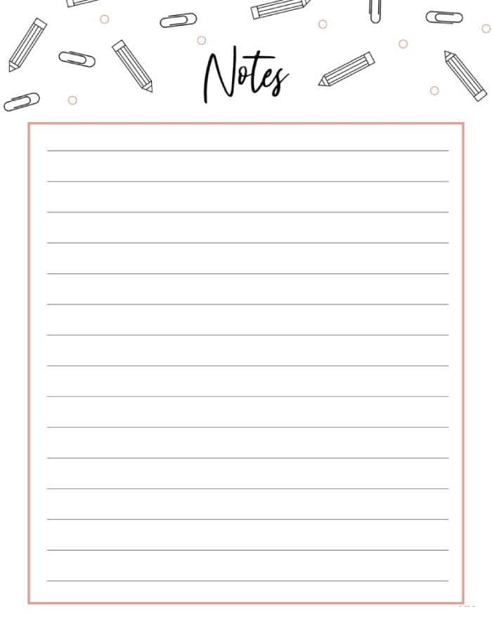 Printable Note Page
