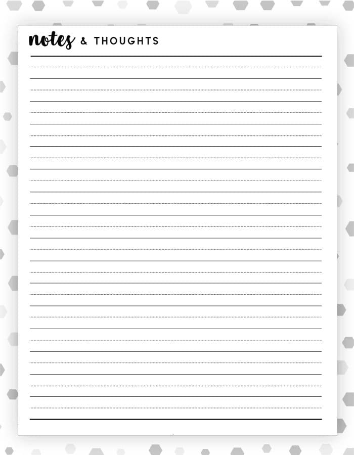 Printable Notes Page Outline