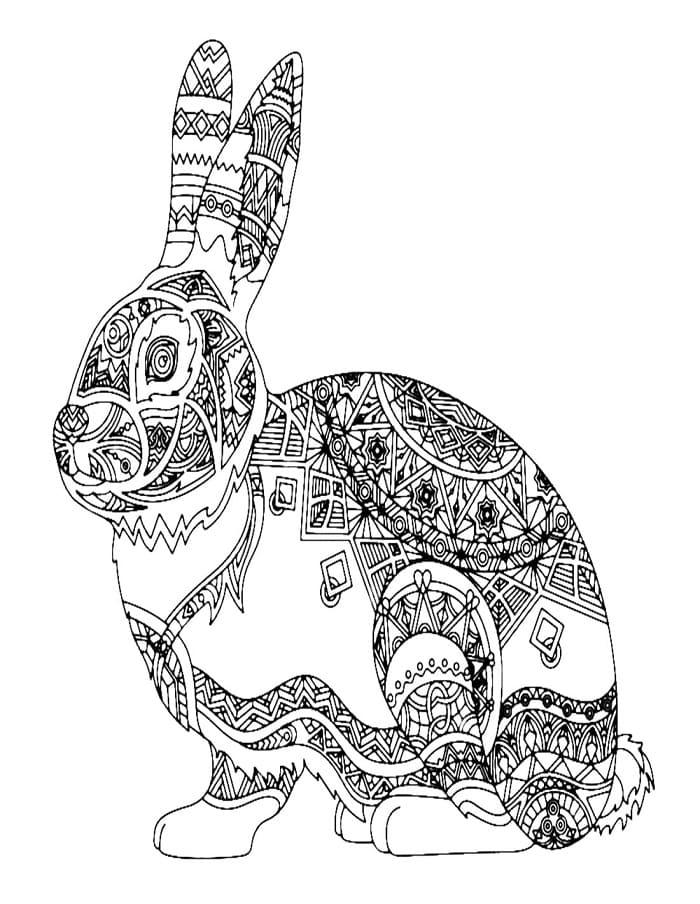 Printable Rabbit Mandala For Adults Coloring Page