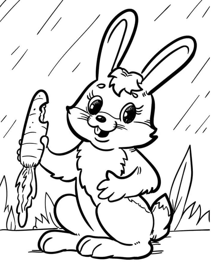 Printable Rabbit With A Carrot Coloring Page