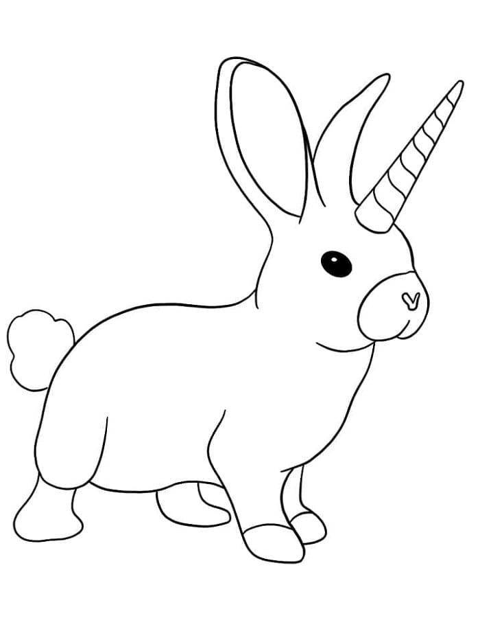 Printable Rabbit With Unicorn Horn Coloring Page