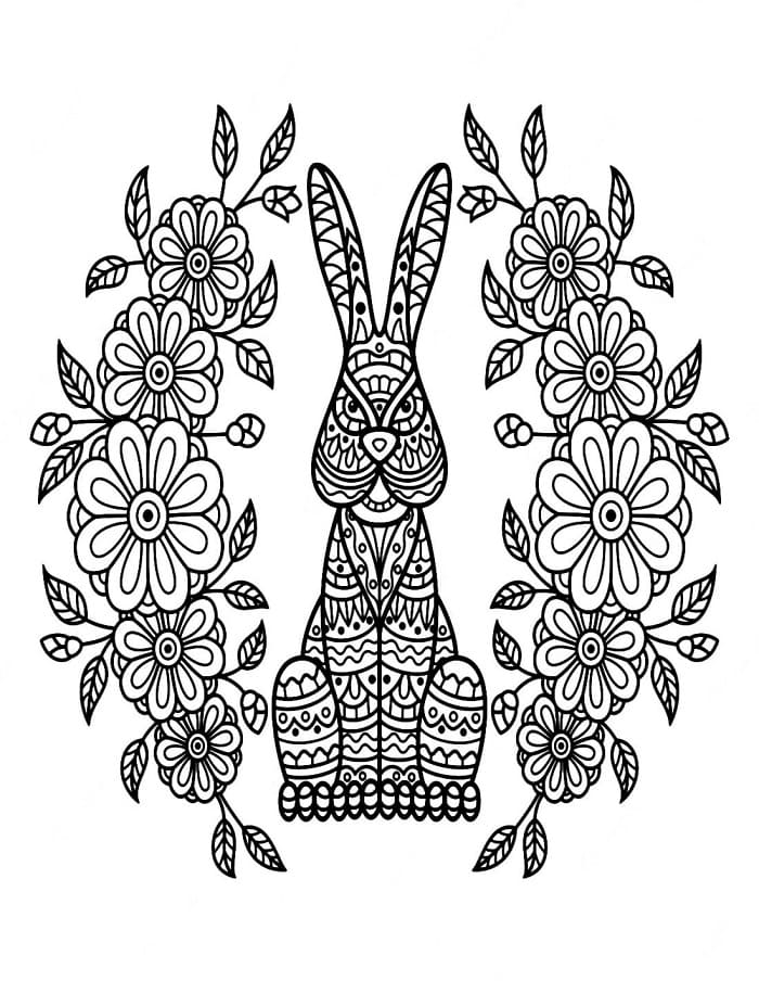 Printable Rabbit Zentangle For Adults Coloring Page