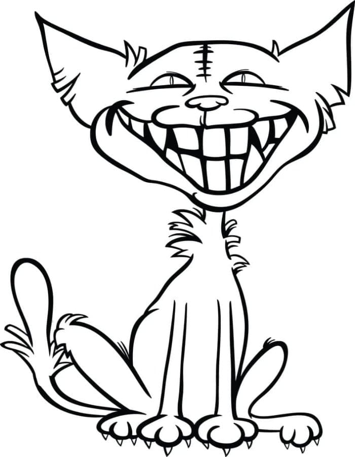 Printable Scary Cat Coloring Page