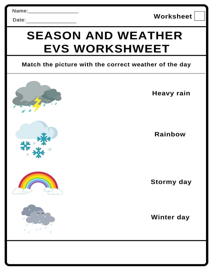 Printable Season And Weather Evs Worksheet