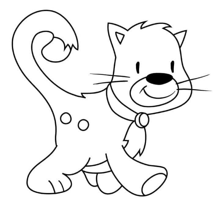 Printable Smiling Cat Coloring Page