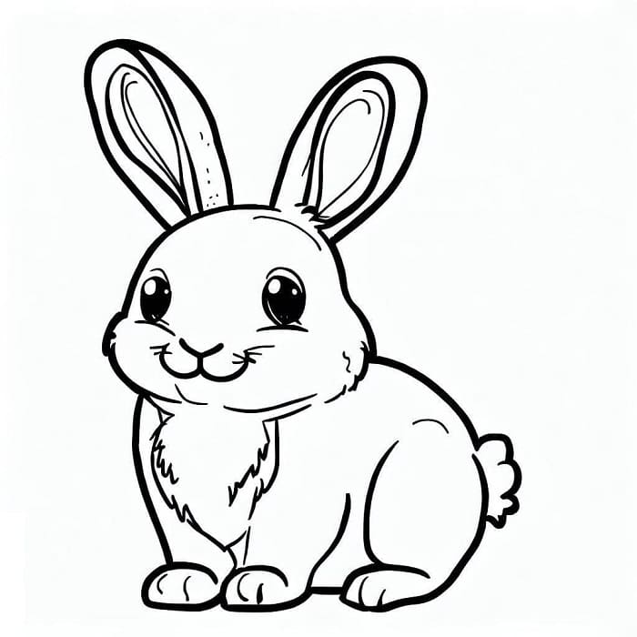 Printable Smiling Rabbit Coloring Page