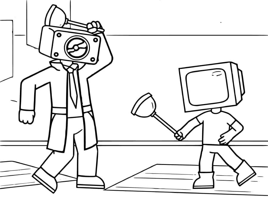Printable Speakerman And TV Woman Coloring Page