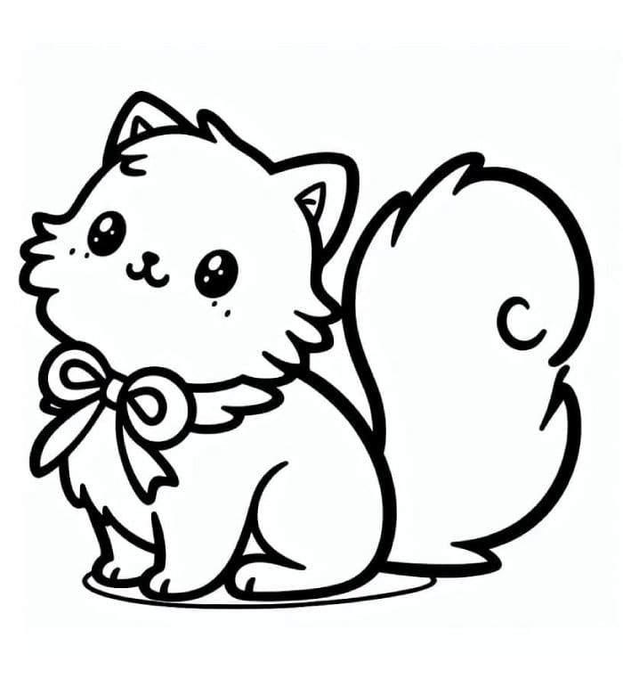 Printable Very Cute Cat Coloring Page