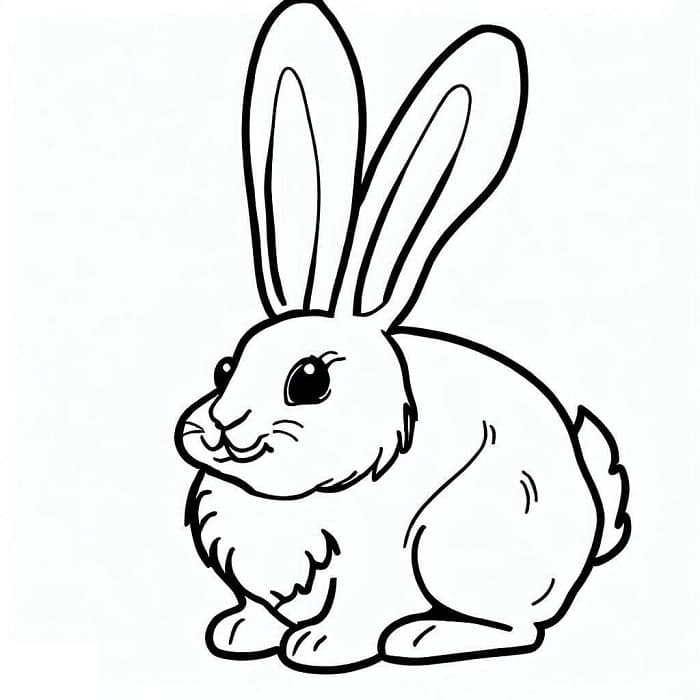 Printable Very Cute Rabbit Coloring Page