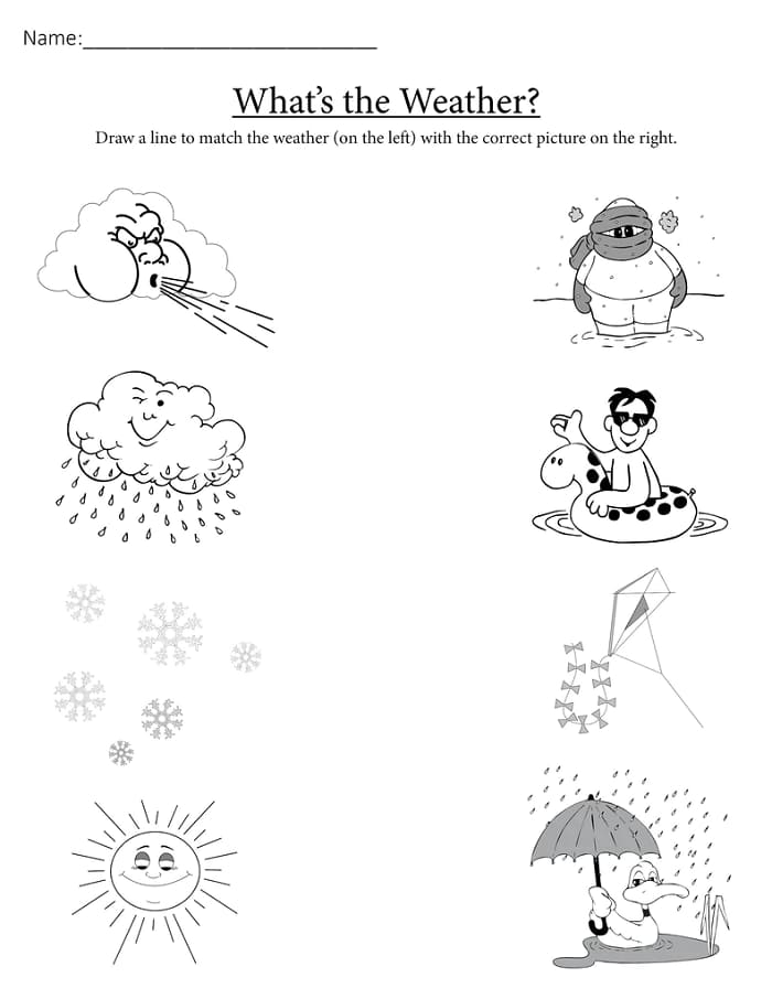 Printable Weather Worksheets Matching