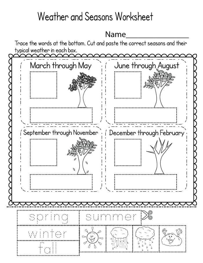 Printable Weather and Seasons Worksheet