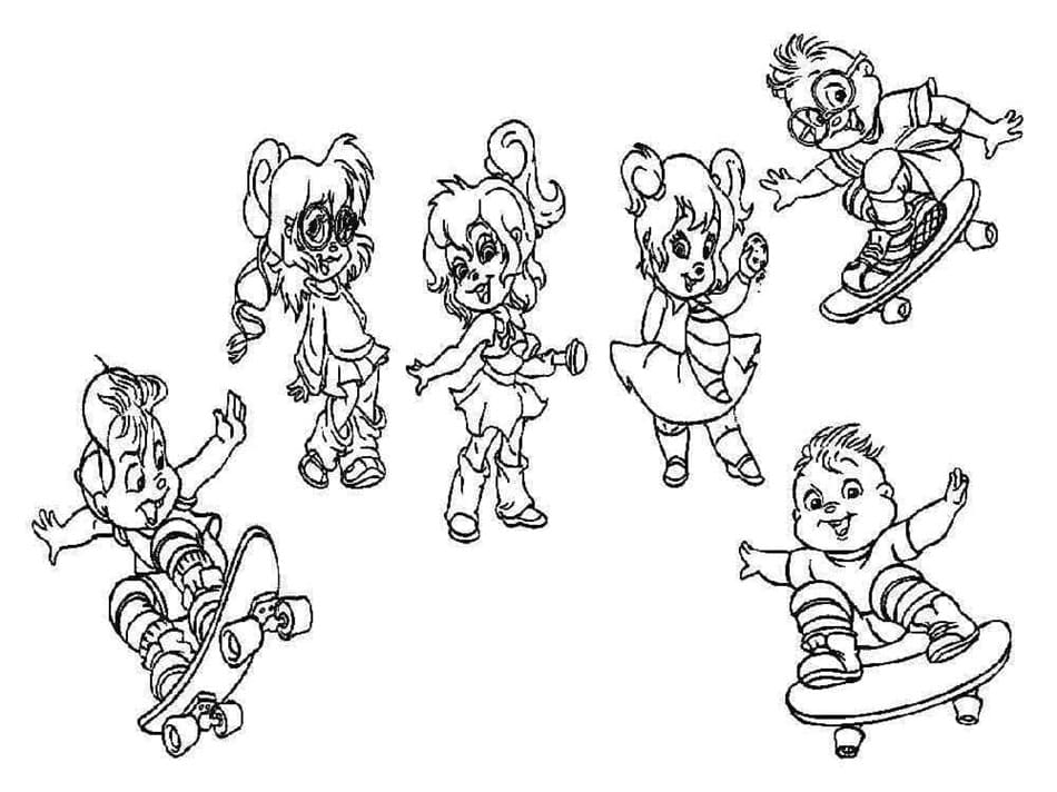Alvin and the Chipmunks For Kids Printable Coloring Page