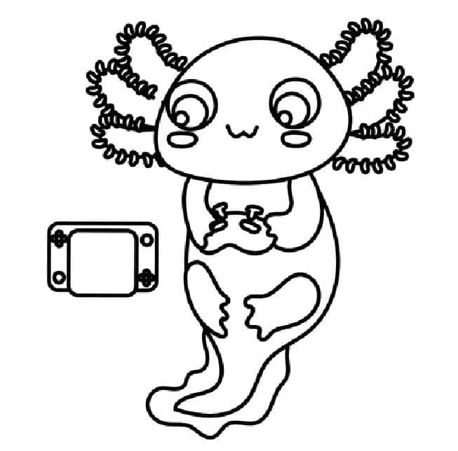 Baby Axolotl Free Printable Coloring Page